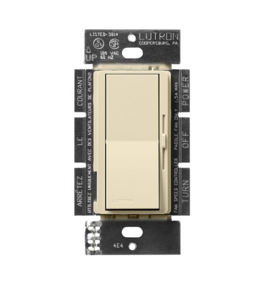 Lutron Diva 3-speed fan control in Sand