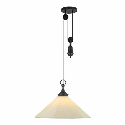 Alora Mood Ellen PD447120MBWL 20-Inch Pendant Light in Matte Black with White Linen Shade