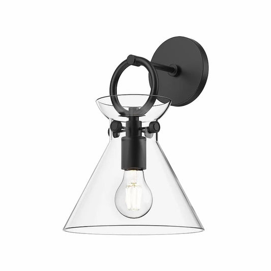 Alora Mood Emerson WV412509MBCL 9-Inch Vanity Light in Matte Black with Steel and Clear Glass Construction