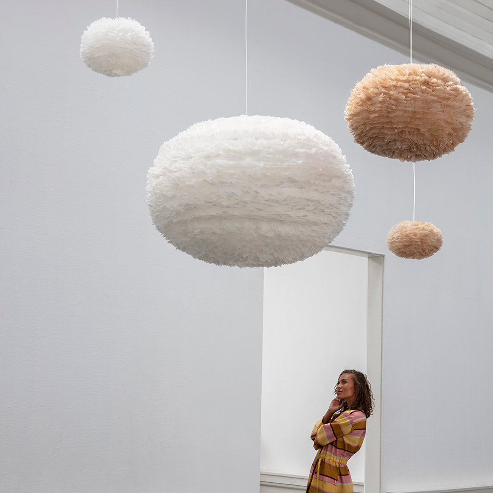 UMAGE Eos XXL White Replacement Shade — styled interior view