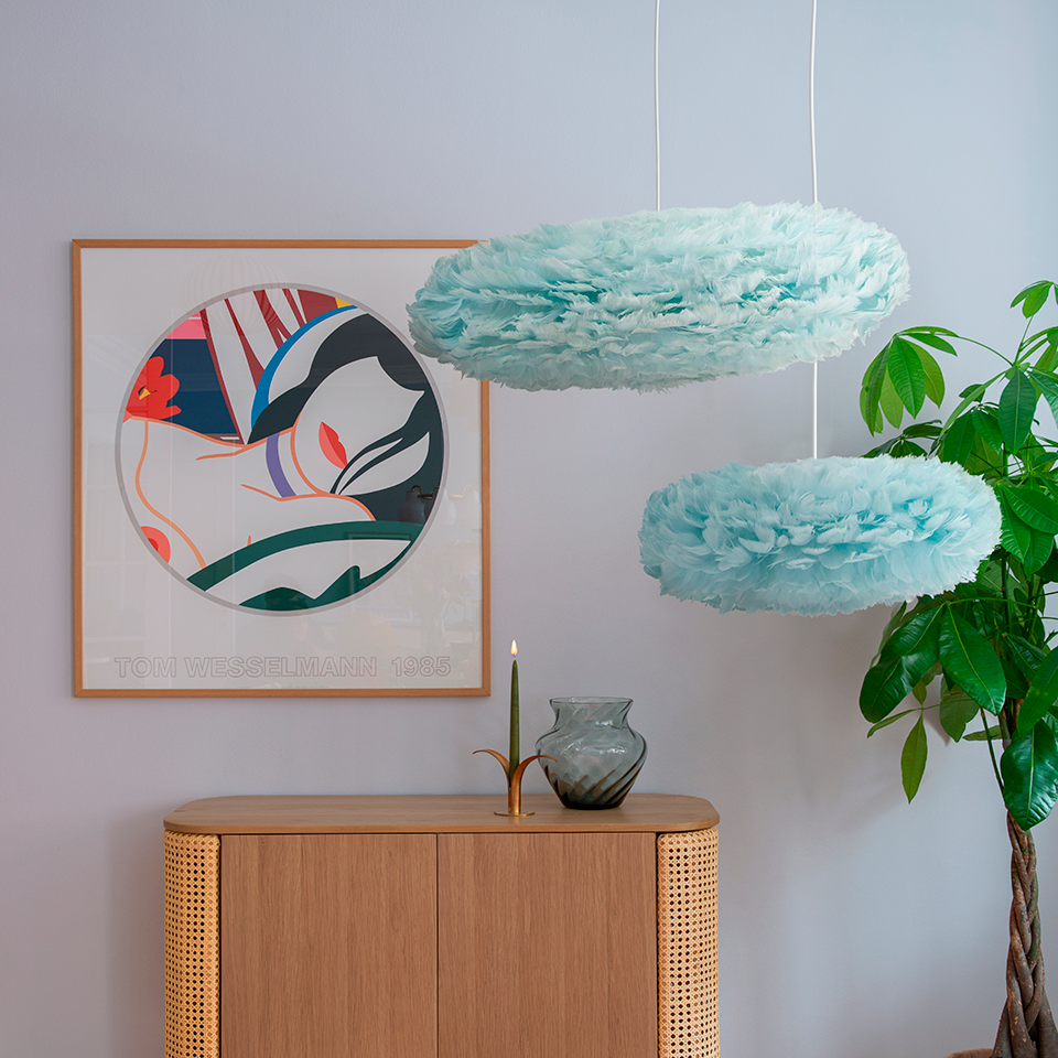 UMAGE Eos Esther Medium Light Blue Replacement Shade — styled interior view