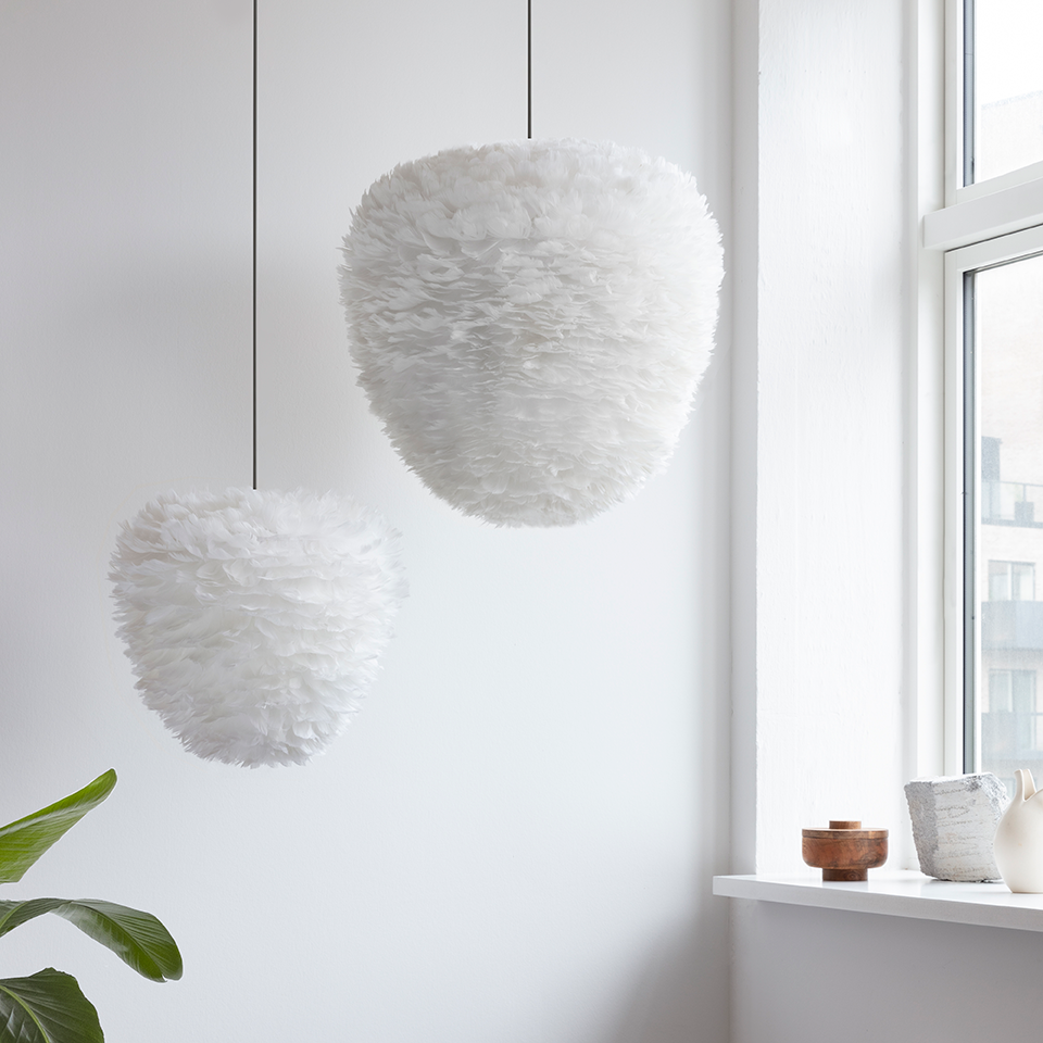 UMAGE Eos Evia Medium White Replacement Shade — styled interior view