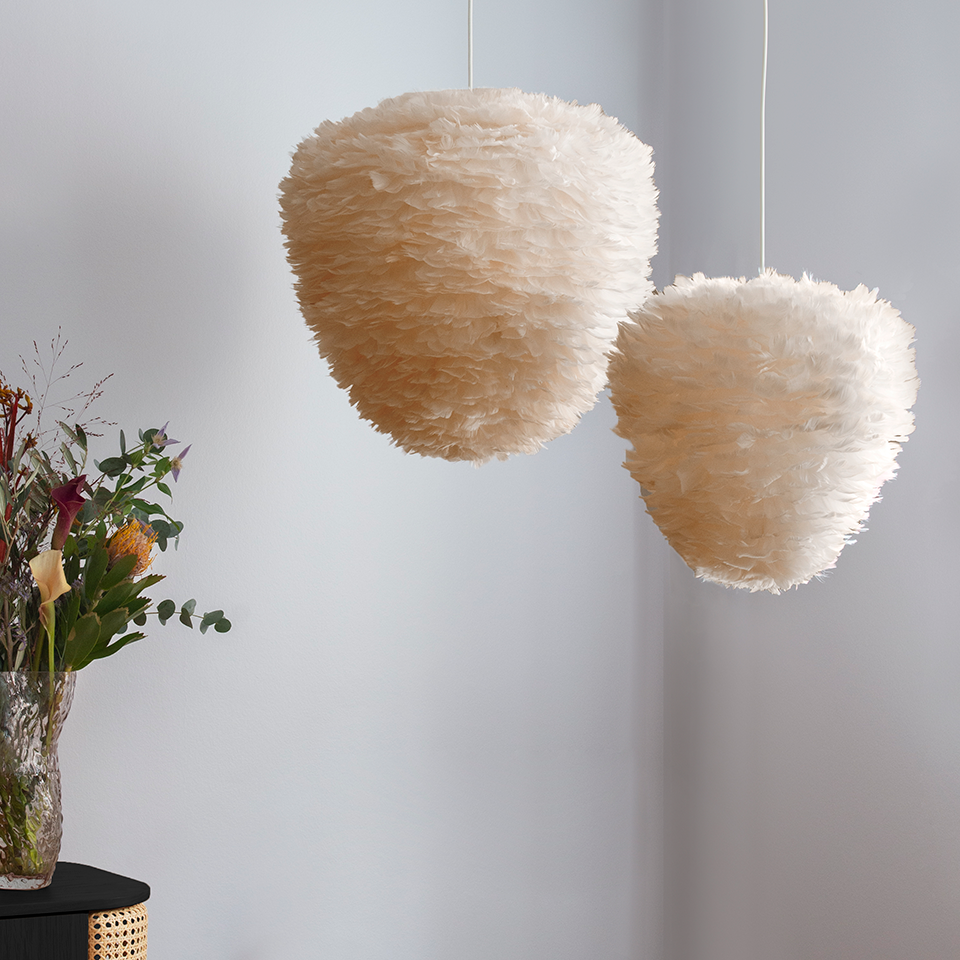 UMAGE Eos Evia Large Light Brown Replacement Shade — styled interior view