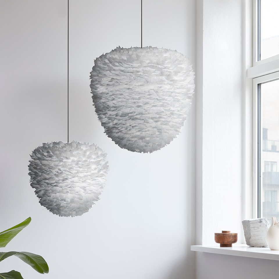 UMAGE Eos Evia Medium Grey Replacement Shade — styled interior view