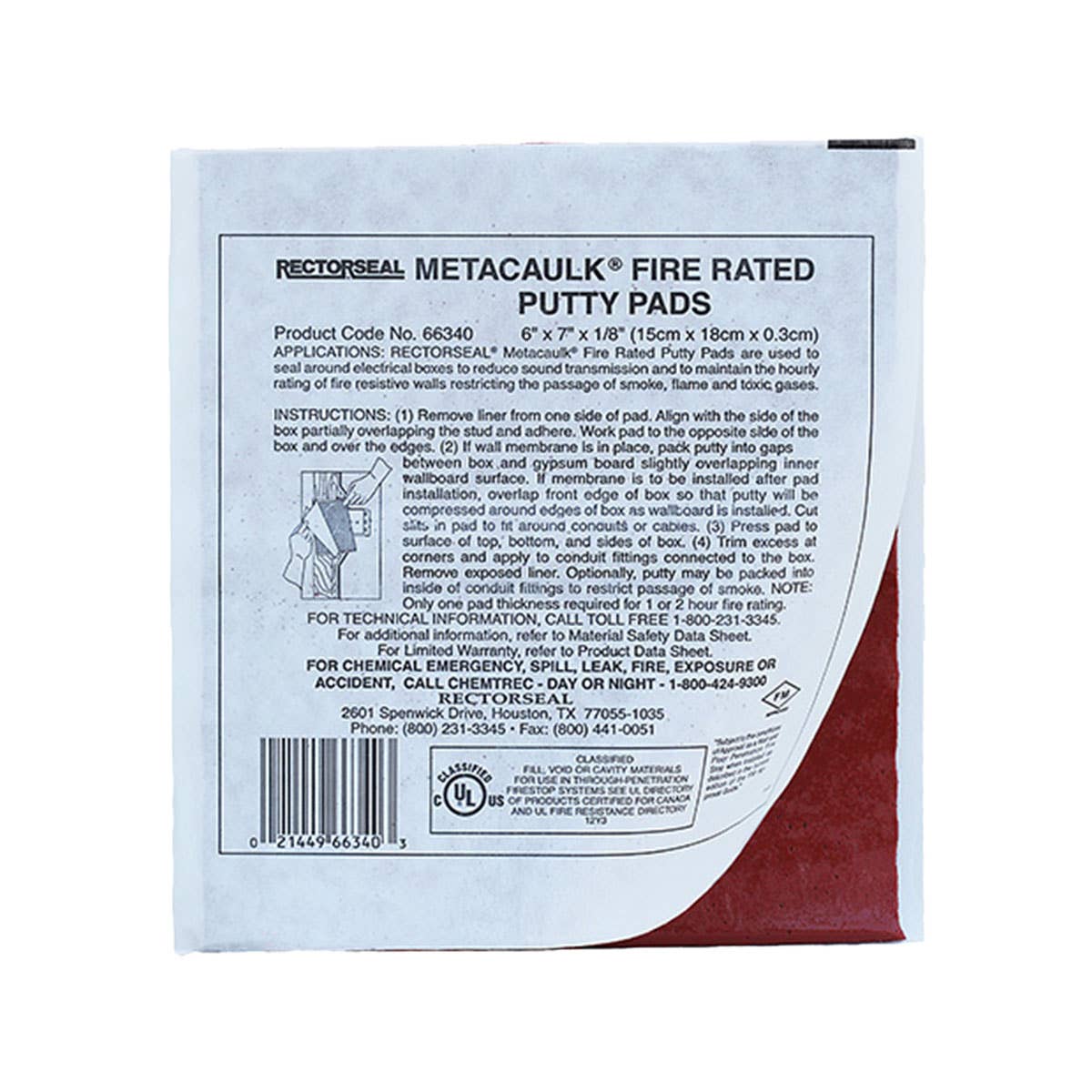 Dottie FRP67 Dottie 6 in x 7 in x 1/8 in Fire Rated Putty Pad FRP67