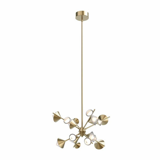 Kuzco Geode CH50825-BG 25-inch LED chandelier with Brushed Gold finish and gemstone-inspired illuminated acrylic forms