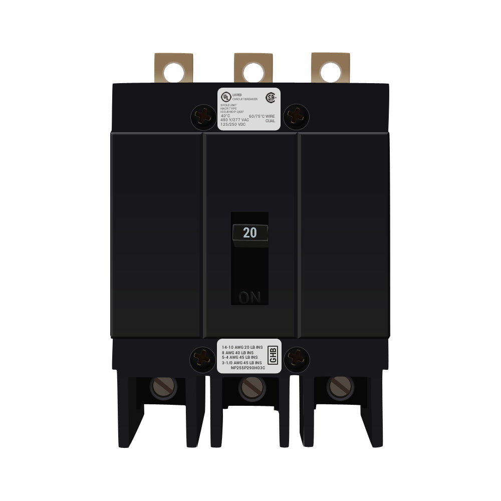 Cutler Hammer Bolt-on 480V 20A 3 pole circuit breaker 14kA@480V