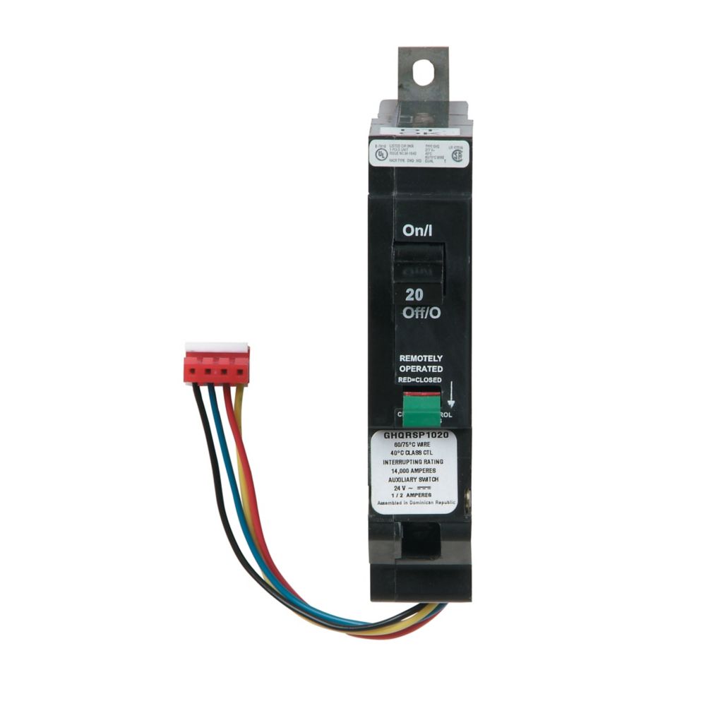 Cutler Hammer GHQ 1 Pole 20A Thermal Magnetic Circuit Breaker, 120/240/277/480YVAC, Bolt-On, 14/65kAIC
