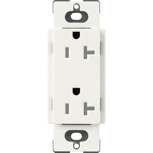 Lutron Claro 20 A tamper-resistant duplex receptacle in Glacier White