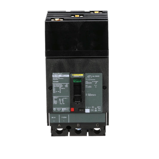 Square D 80A 600V 3-Pole I-Line Molded Case Circuit Breaker Thermal Magnetic