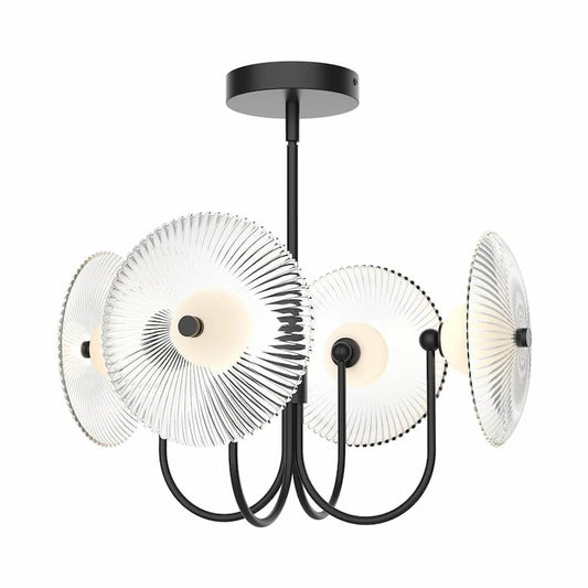Alora Mood Hera PD417904MBCR-UNV 21-Inch LED Pendant Light in Matte Black with Clear Ribbed Glass Shade