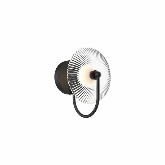 Alora Mood Hera WV417801BGCR-UNV 11-Inch LED Vanity Light in Brushed Gold with Clear Ribbed Glass and Matte Opal Glass
