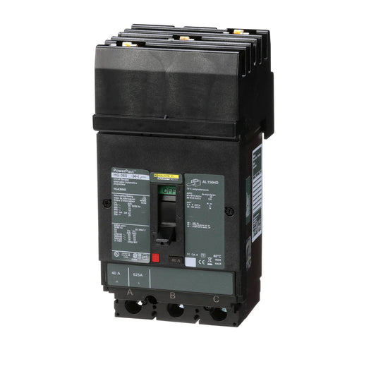 Square D 40 Amp 3 Pole 600VAC Molded Case Circuit Breaker PowerPact H Frame