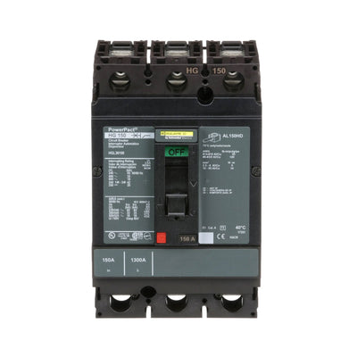 Square D 150A 600VAC 3 Pole PowerPacT H Molded Case Circuit Breaker Thermal Magnetic