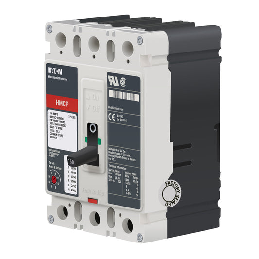 Cutler Hammer 150 Amp 3 Pole 600VAC Magnetic Motor Circuit Protector, F Frame, Series C, Feed-Thru Mount, 65kAIC@480V, UL/CSA Certified