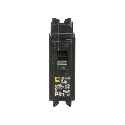 Square D 15 Amp 1 Pole 120/240VAC Miniature Circuit Breaker Plug-In 10kA Interrupt Rating