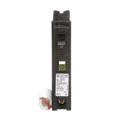 Square D 15 Amp 120 VAC 1 Pole Homeline Combination Arc Fault Circuit Breaker
