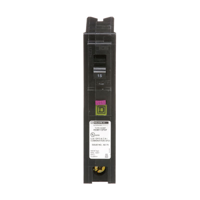 Square D 15 Amp 120 Volt 1-Pole Homeline Circuit Breaker Plug-On Neutral Dual Function