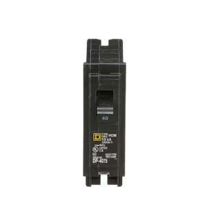 Square D Homeline 40A 1-Pole 120/240VAC Plug-In Miniature Circuit Breaker, 10kA Interrupt, Standard Type, HOM Series