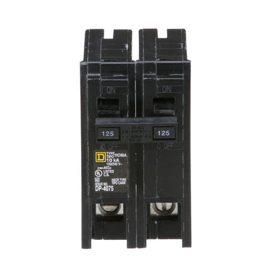 Square D 125 Amp 2 Pole 120/240VAC Homeline Circuit Breaker Plug-In 10kA Interrupt