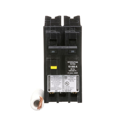 Square D 20A 2-Pole 120/240V GFCI Circuit Breaker Homeline Plug-In 10kA Interrupt