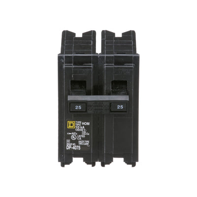 Square D 25 Amp 2 Pole 120/240V Plug-In Circuit Breaker Homeline Series