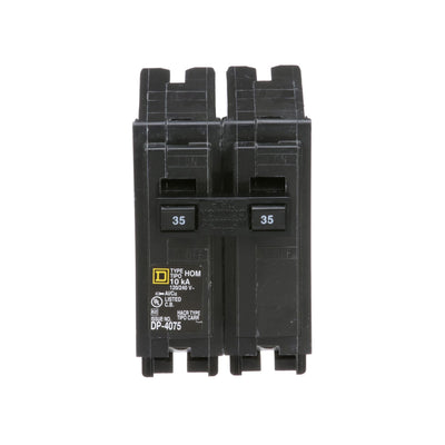 Square D 35 Amp 2 Pole 120/240 VAC Mini Plug-In Circuit Breaker 10 kA Interrupt Rating