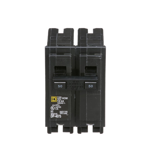 Square D 50 Amp 2 Pole 120/240VAC Homeline Circuit Breaker Plug-In