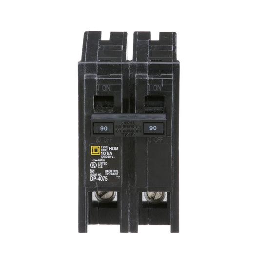 Square D 90 Amp 2-Pole Plug-On Circuit Breaker 120/240 VAC 10kA Homeline