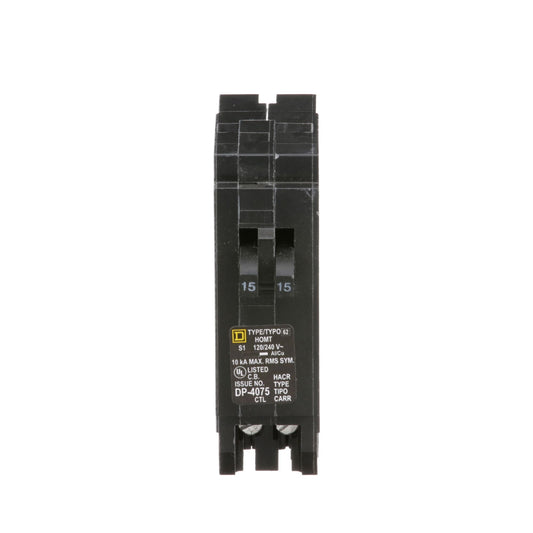 Square D 15A 120/240V 1-Pole Tandem Plug-On Circuit Breaker 10kA Homeline