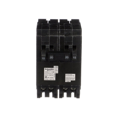 Square D Homeline 4-Pole 20A/15A Quad Tandem Circuit Breaker 240V 10kA Plug-In