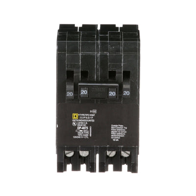 Square D Homeline Quad Tandem Circuit Breaker, 2 Pole 20A, 1 Pole 20/20A, 120/240V, 10kA, Plug-In, UL Listed, CSA Certified