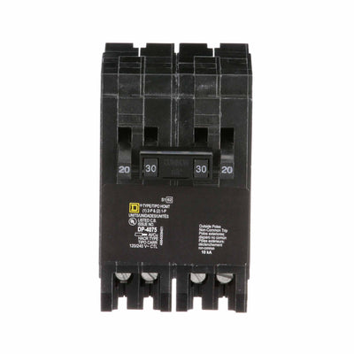 Square D Homeline Quad Tandem Circuit Breaker 120/240V 2 Pole 30A 1 Pole 20A Plug-In 10kA