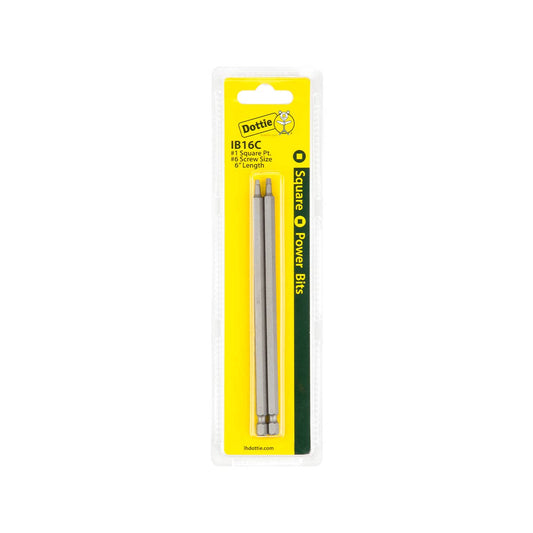 Dottie IB16C Dottie #1 x 6 in Square Drive Power Bit (Carded) IB16C