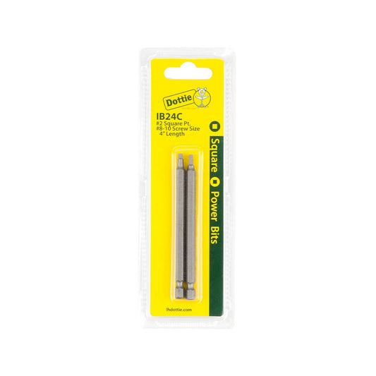 Dottie IB24C Dottie #2 x 4 in Square Drive Power Bit (Carded) IB24C