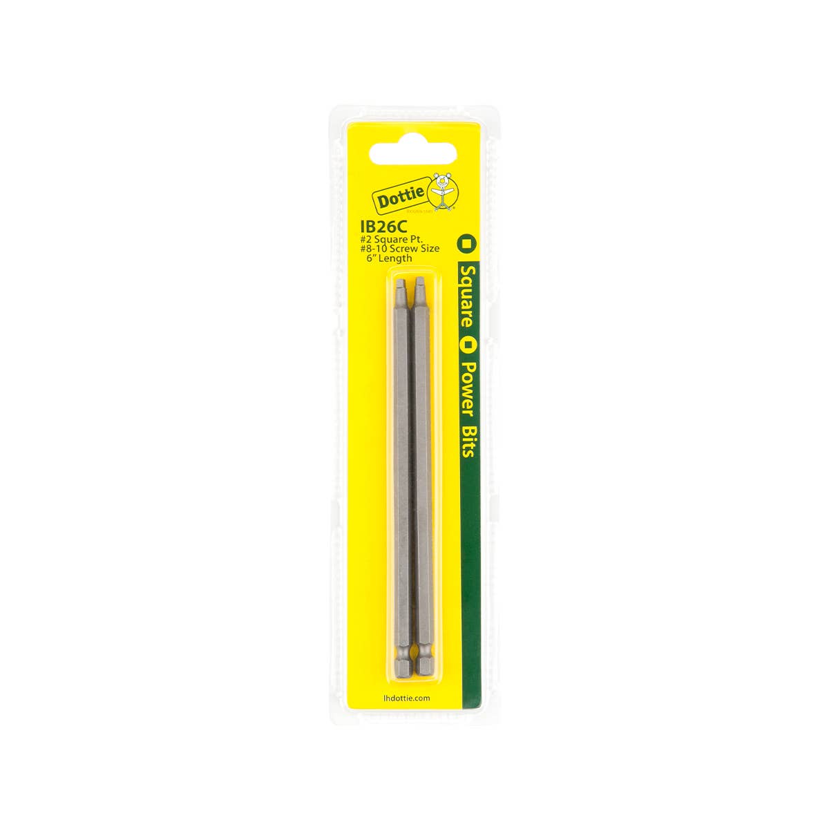 Dottie IB26C Dottie #2 x 6 in Square Drive Power Bit (Carded) IB26C