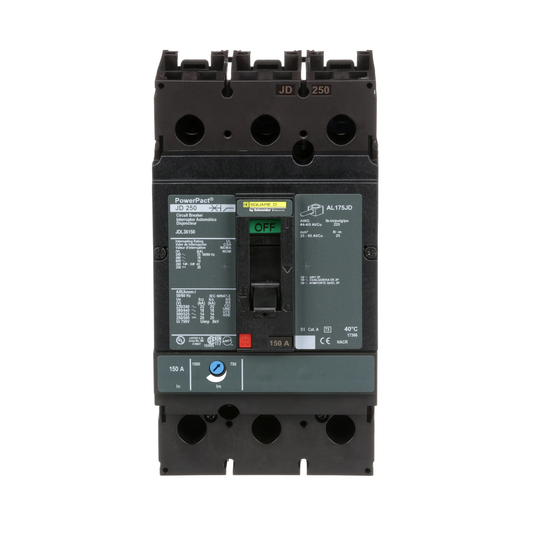 Square D 150A 600V 3 Pole Powerpact J Molded Case Circuit Breaker Thermal Magnetic