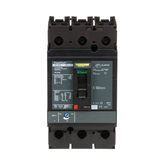 Square D 200A 600V 3-Pole Powerpact J-Frame Molded Case Circuit Breaker