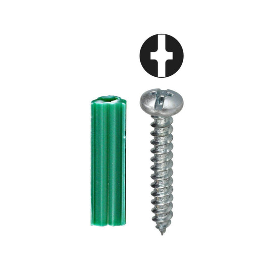 Dottie K6DTP Dottie #10 Green Ribbed Tubular Anchor w/ Pan Head Combo Drive Screws (Tuff Pack) K6DTP