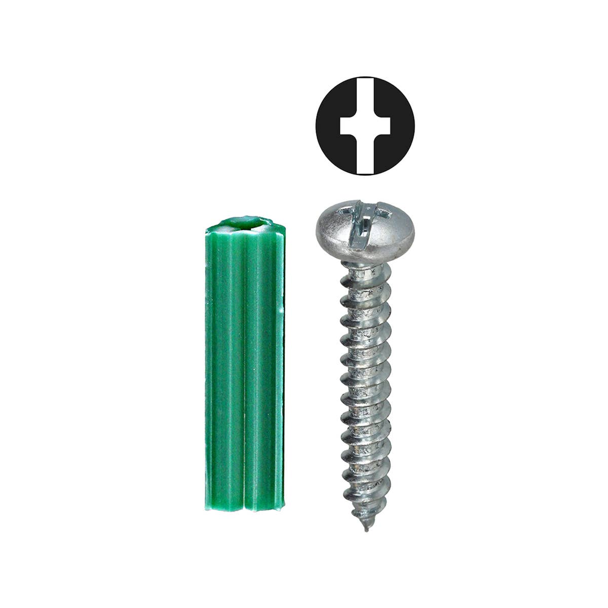 Dottie K6D Dottie #10 Green Ribbed Tubular Anchor w/ Pan Head Combo Drive Screws K6D