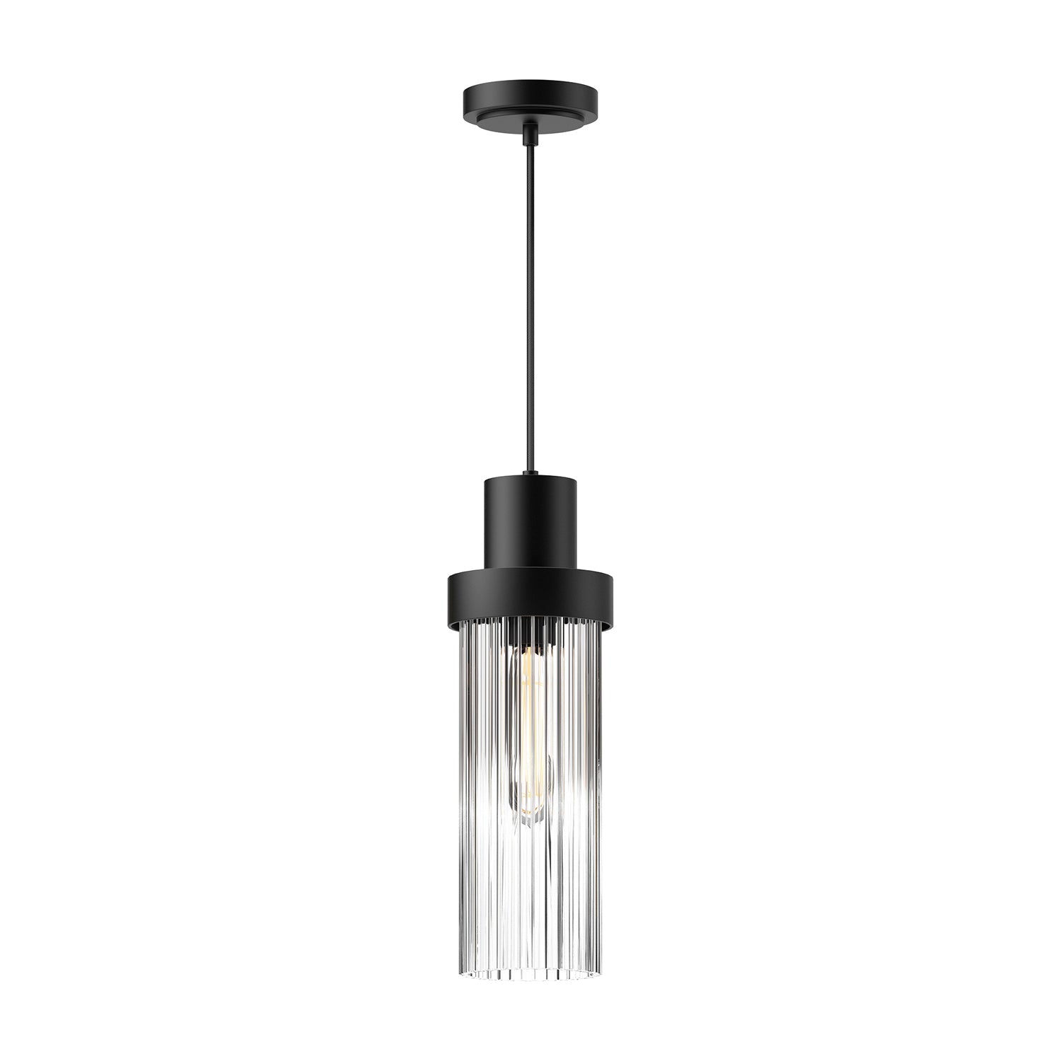 Alora Mood Kent clear ribbed glass pendant PD435605MBCR