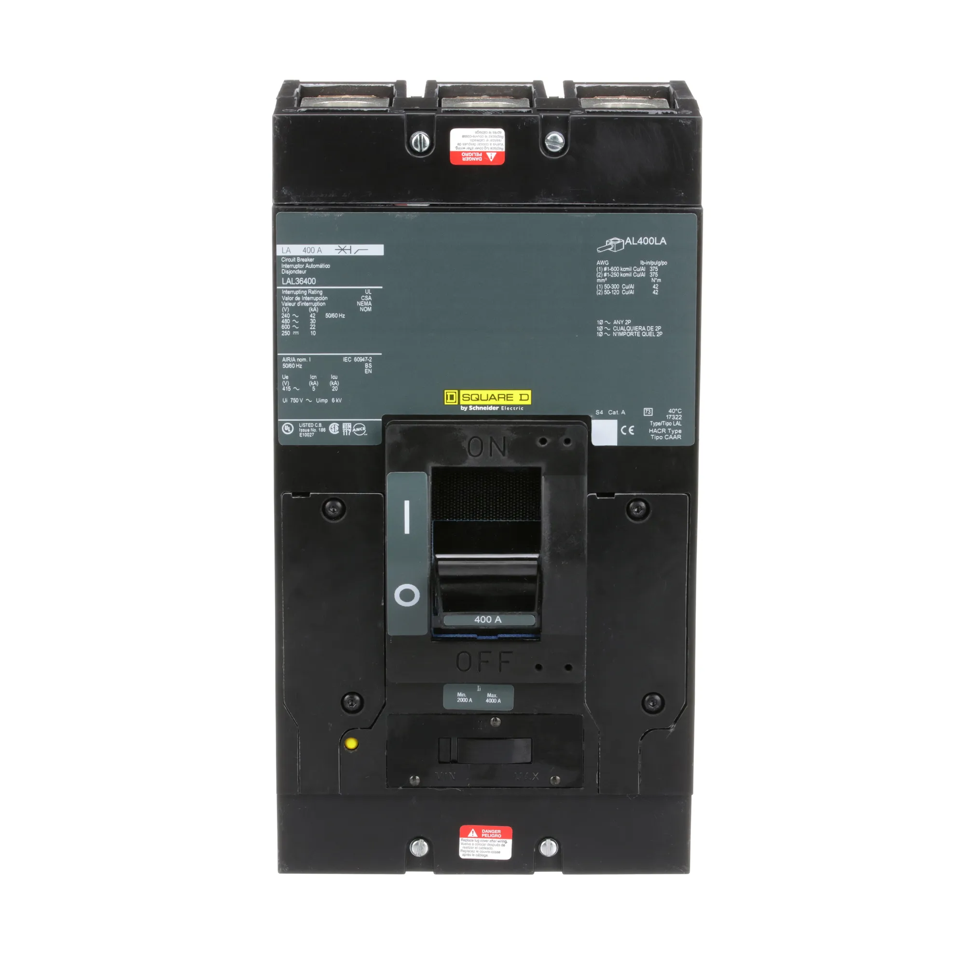 Square D 400A 3 Pole 600VAC Molded Case Circuit Breaker L Frame Thermal Magnetic