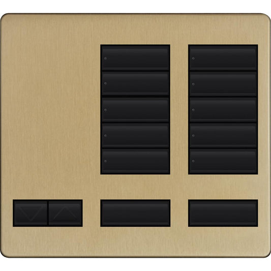 Lutron 10-button keypad faceplate in Brass Anodized Aluminum