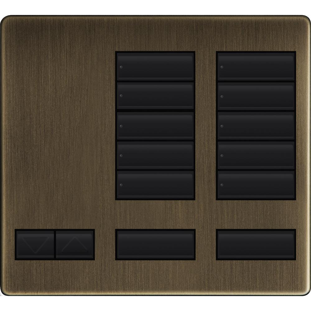 Lutron 10-button keypad faceplate in Antique Brass