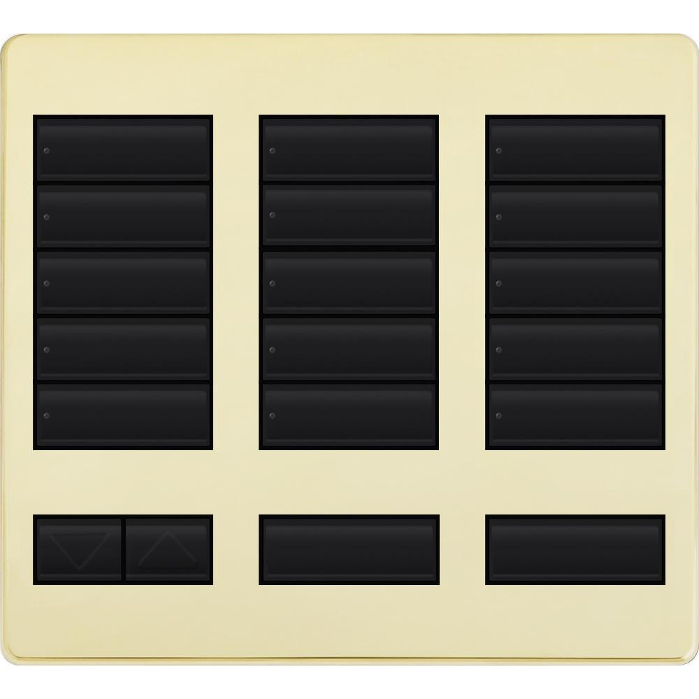 Lutron 15-button keypad faceplate in Bright Brass