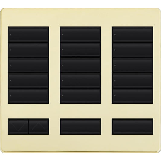 Lutron 15-button keypad faceplate in Bright Brass
