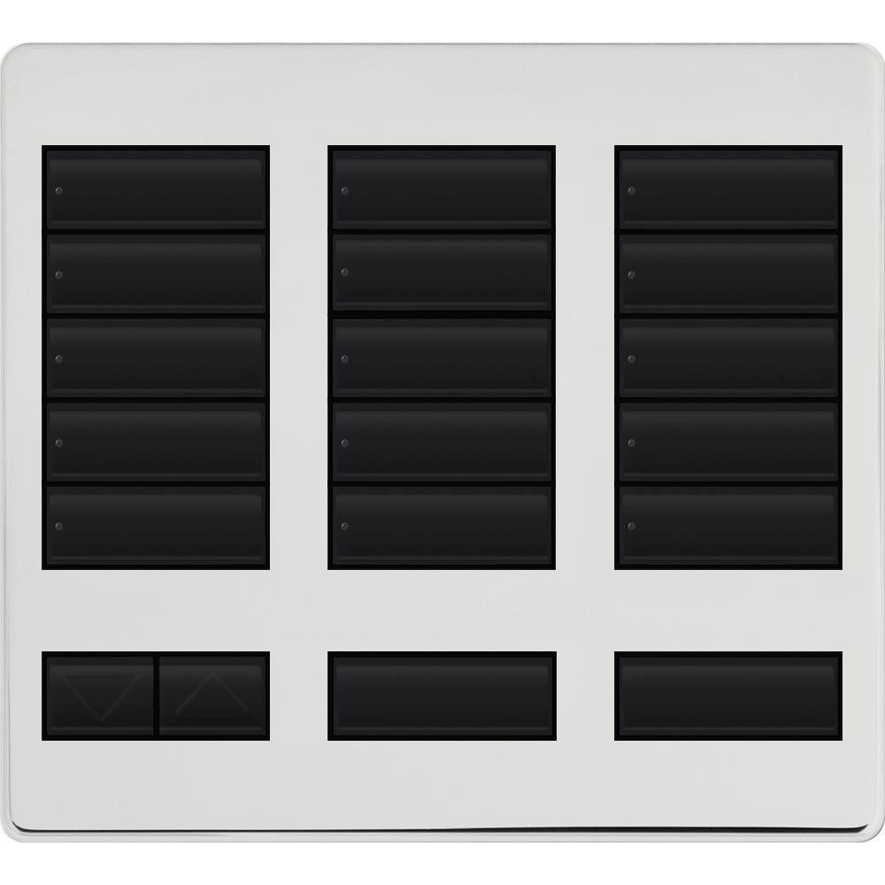 Lutron 15-button keypad faceplate in Bright Chrome