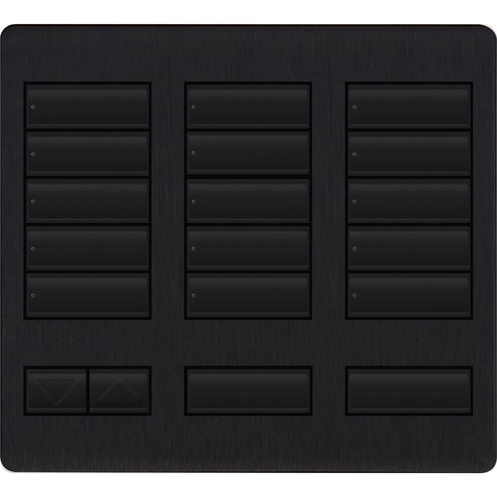 Lutron 15-button keypad faceplate in Black Anodized Aluminum