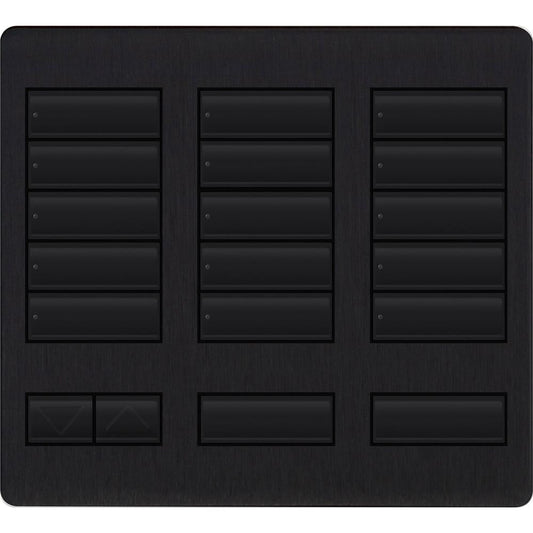 Lutron 15-button keypad faceplate in Black Anodized Aluminum