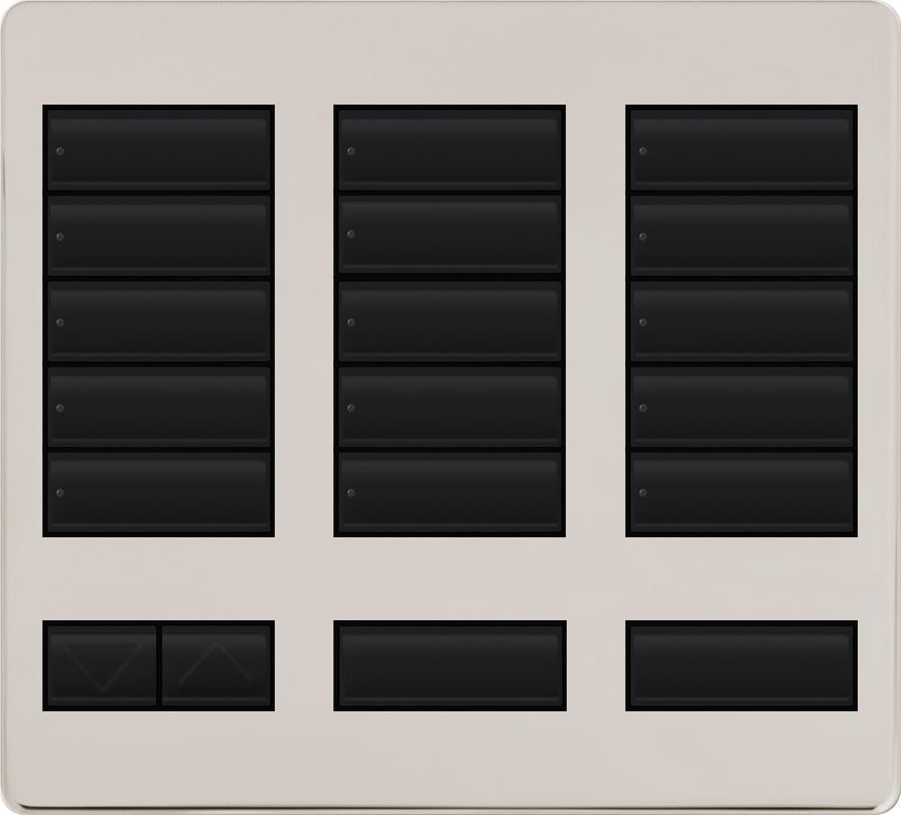 Lutron 15-button keypad faceplate in Bright Nickel